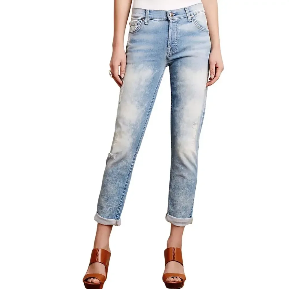 7 For All Mankind Josefina Skinny Boyfriend Jeans Size 30 - Picture 1 of 7